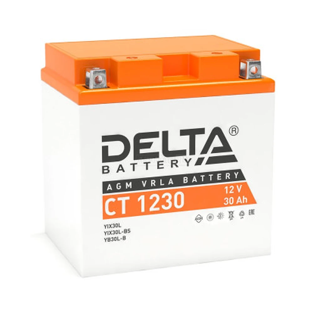 Delta CT 1230 — аккумулятор 30 Ач, 300 А, обратной полярности