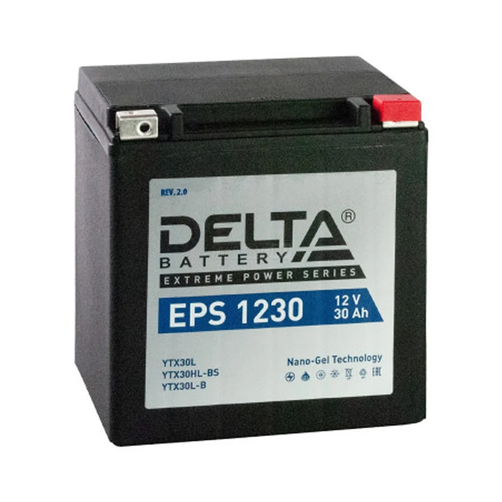 Delta EPS 1230 — аккумулятор 30 Ач, 360 А, обратной полярности
