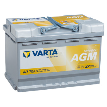 Varta AGM 70 Ah О.П. A7 — аккумулятор 70 Ач, 760 А, обратной полярности